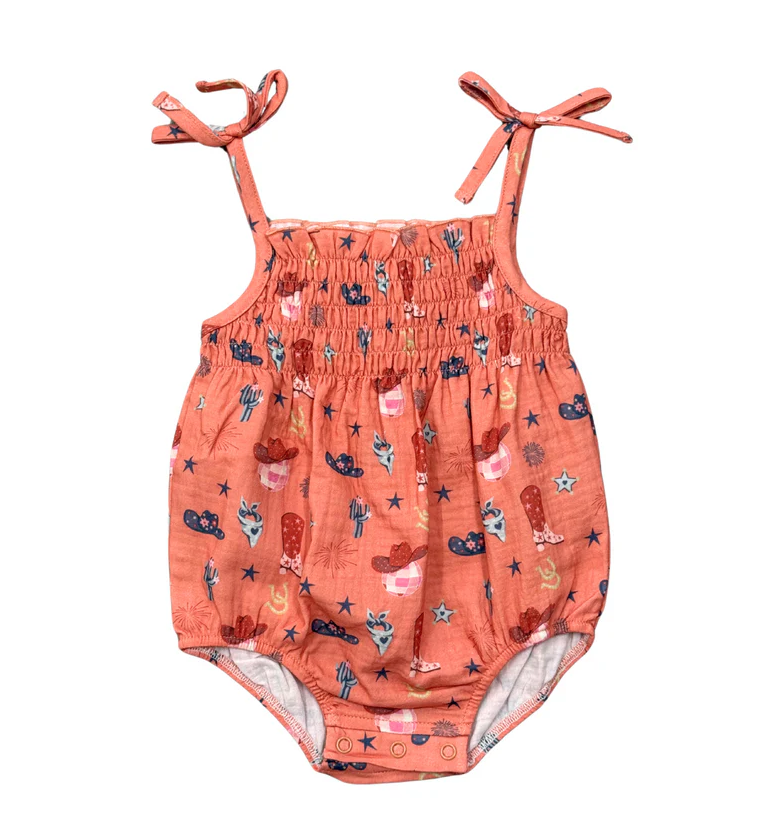 Tie Smocked Bodysuit American Cowgirl