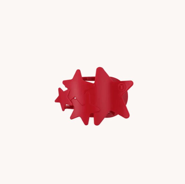 Teleties Tiny Flat Hair Clip-Red Shooting Stars