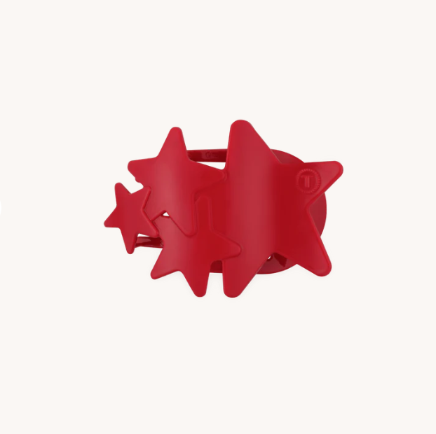 Teleties Small Flat Hair Clip-Red Shooting Stars