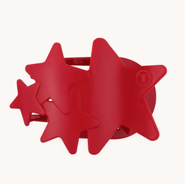 Teleties Large Flat Hair Clip-Red Shooting Stars