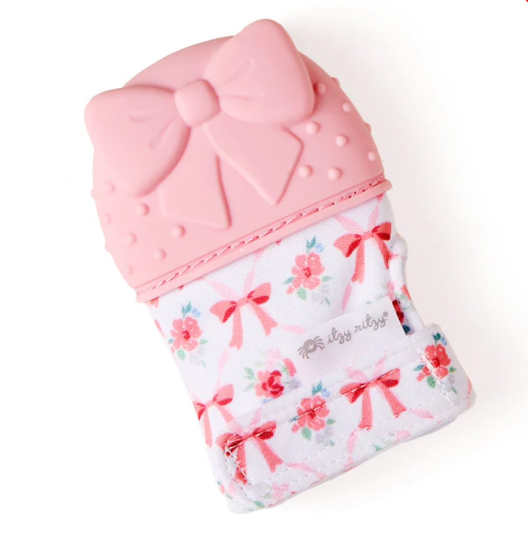 Itzy Mitt Silicone Teething Mitts Bow