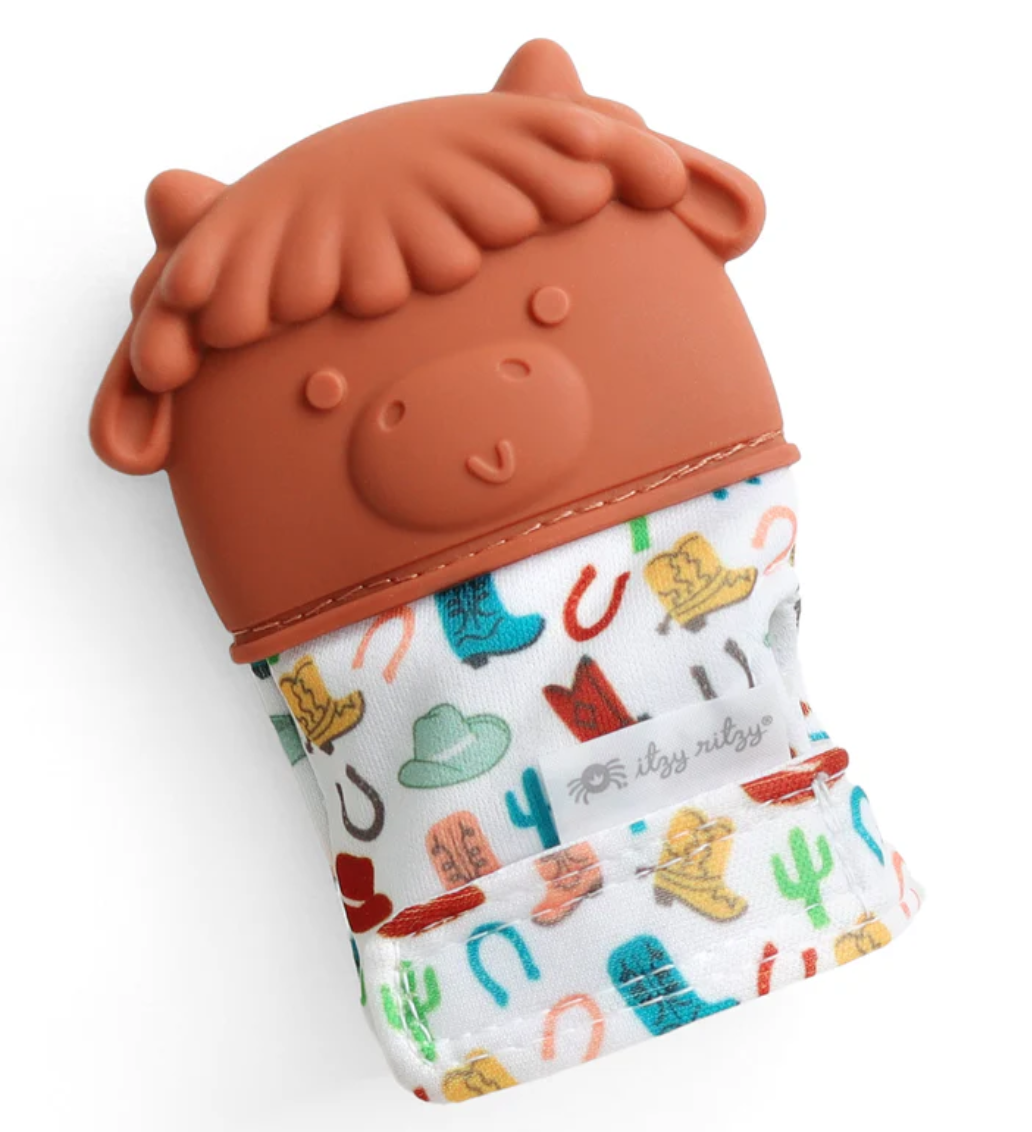 Itzy Mitt Silicone Teething Mitts Highland Cow