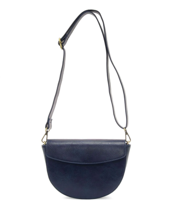 Navy Linda Crescent Crossbody with Braided Strap
