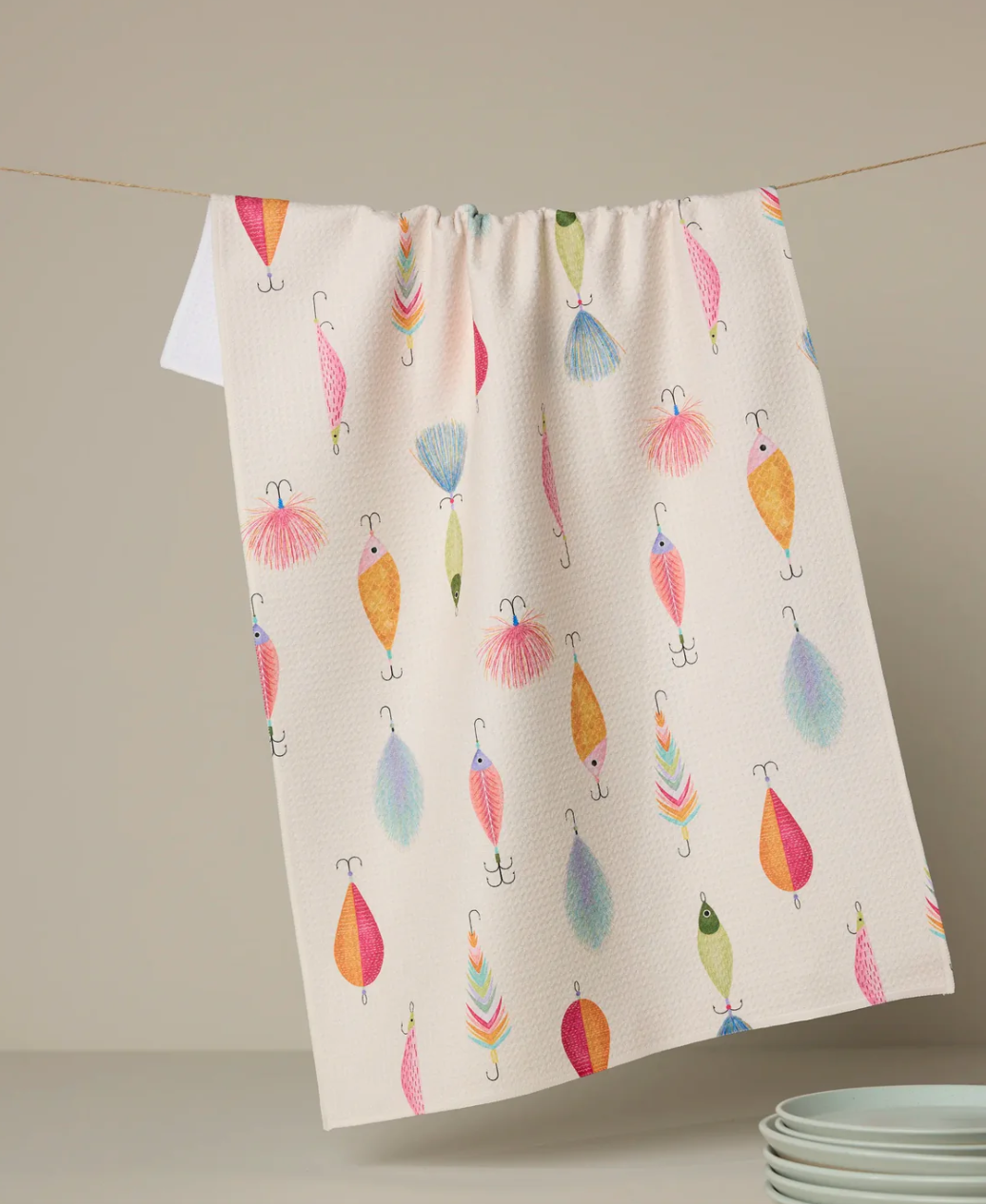Fishing Lures Kitchen Tea Towel