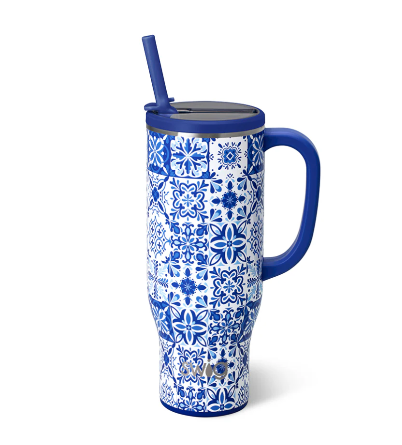 Indigo Tiles Mega Mug 30z Swig