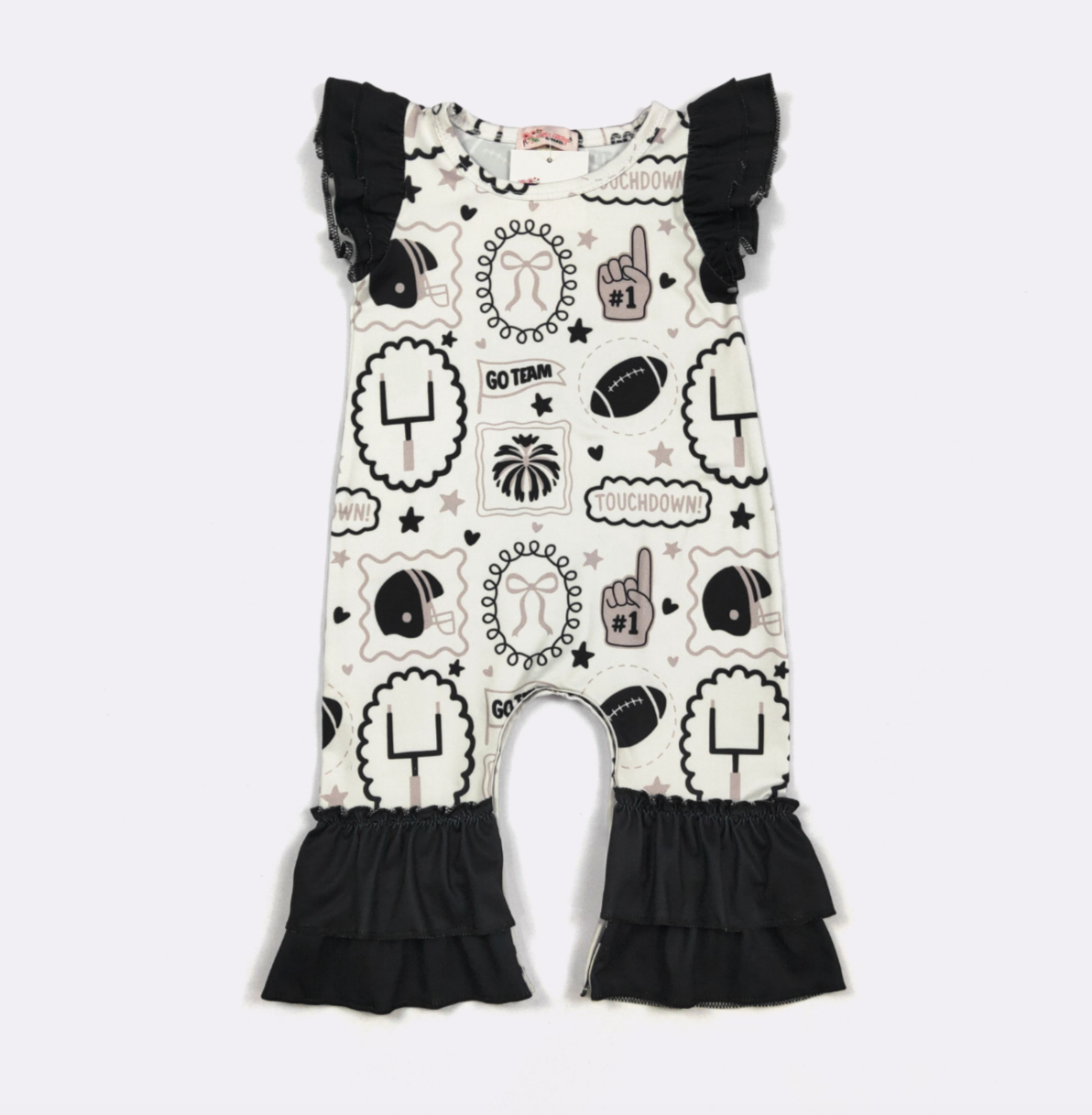 Black/White Go Team Baby Romper