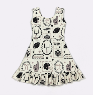 Black/White Go Team Girls Dress