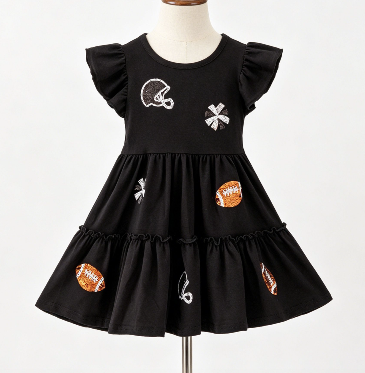 Black Sequin Football Dress