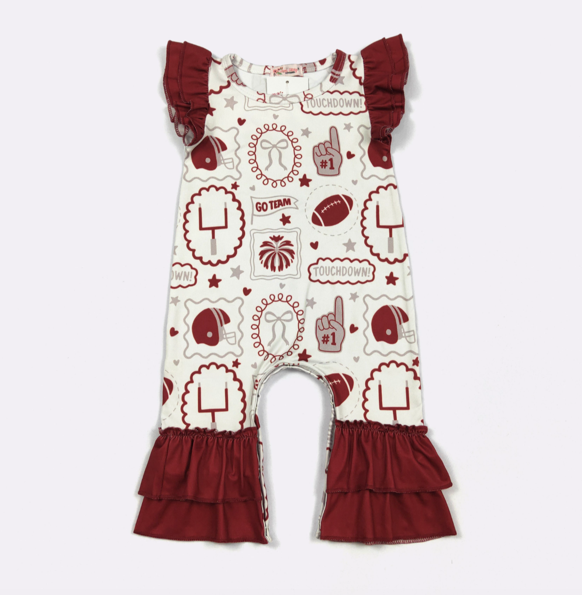 Maroon Go Team Baby Romper