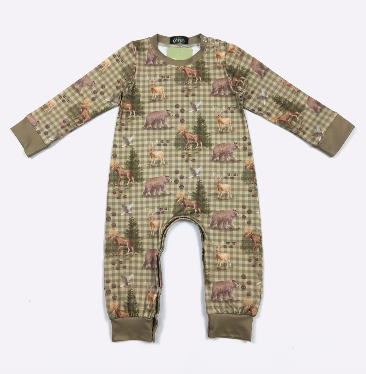 Gingham Woodland Boy Romper