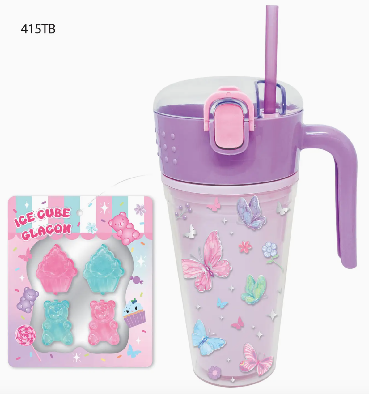 2 In 1 Sip N' Snack Cup Tie Dye Butterfly