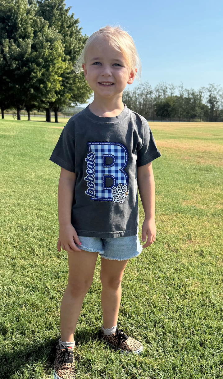 Youth Plaid Bobcats Graphic Tee