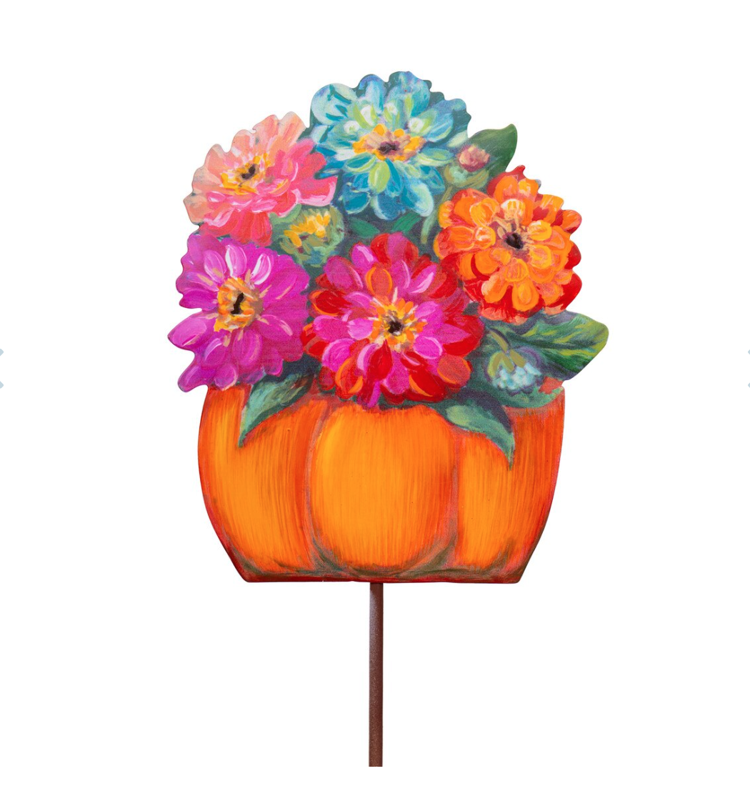 Zinnia Pumpkin Small Yard Stake