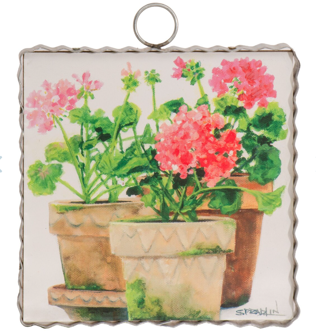 Pot Of Geraniums Mini Wall Art