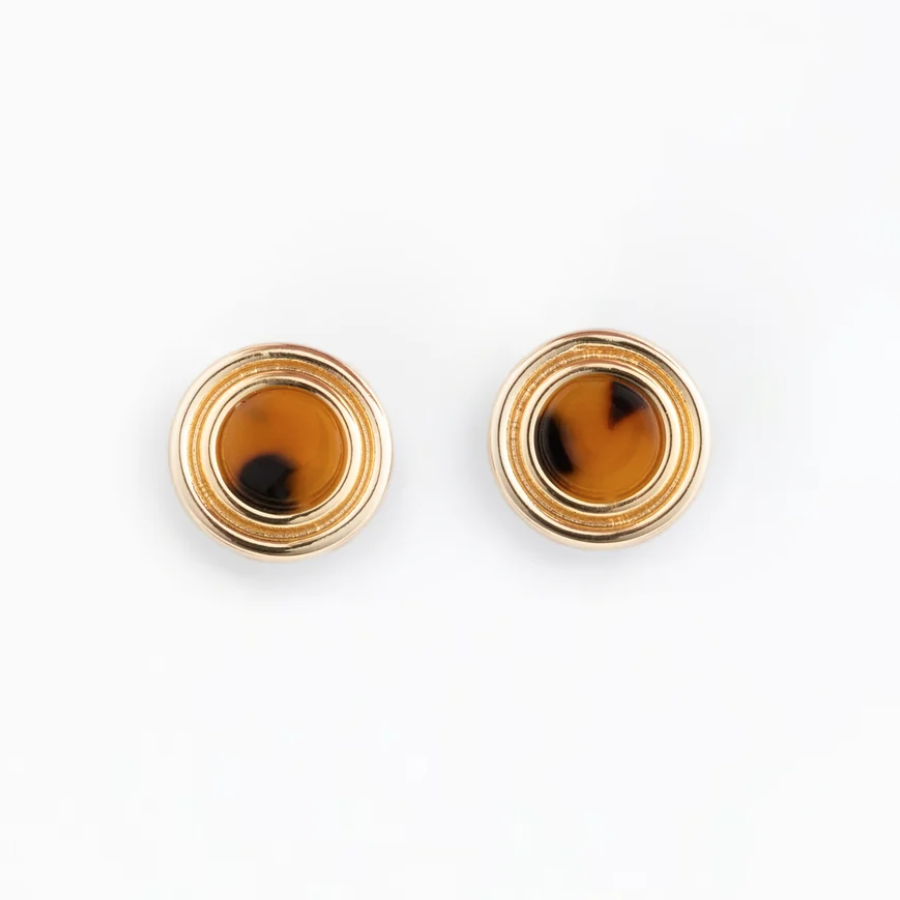 Minnie Tortoise Round Stud Earrings