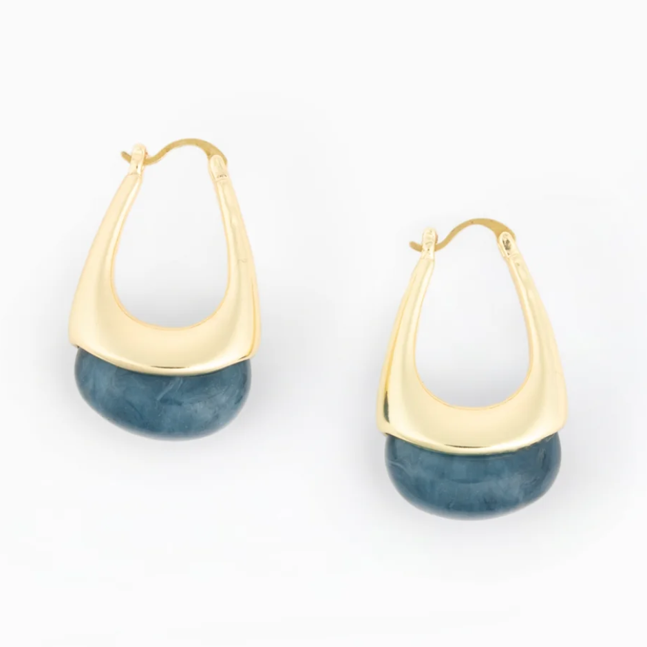 Talia Teal Hoop Earrings