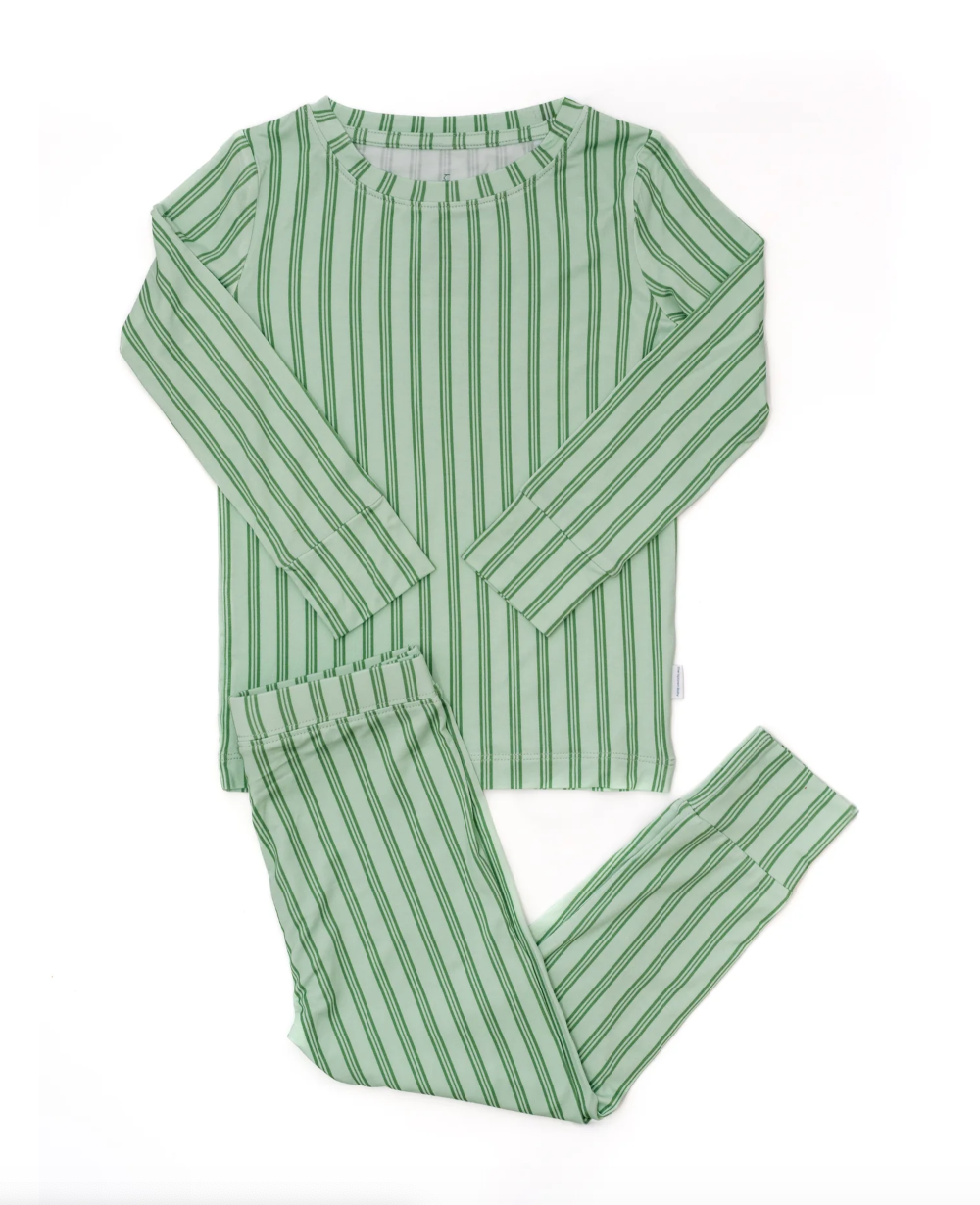 Green Stripe LS Pajamas