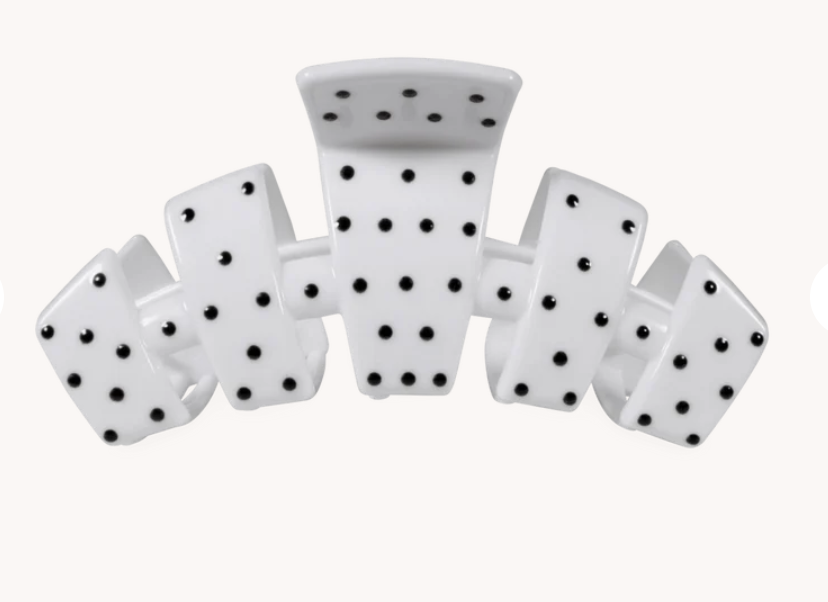 White Polka Dot Party Large Classic Hair Clip