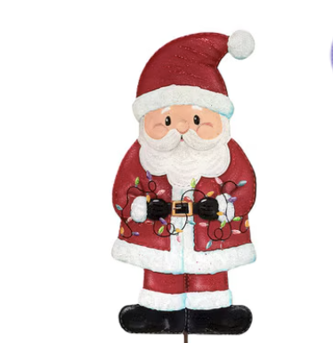 Merry & Bright Santa All Tied Up Yard Stake