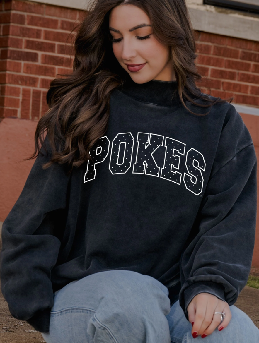 Black Pokes Polka Dot Puff Ink Mock Neck Sweatshirt