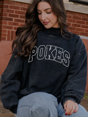 Black Pokes Polka Dot Puff Ink Mock Neck Sweatshirt