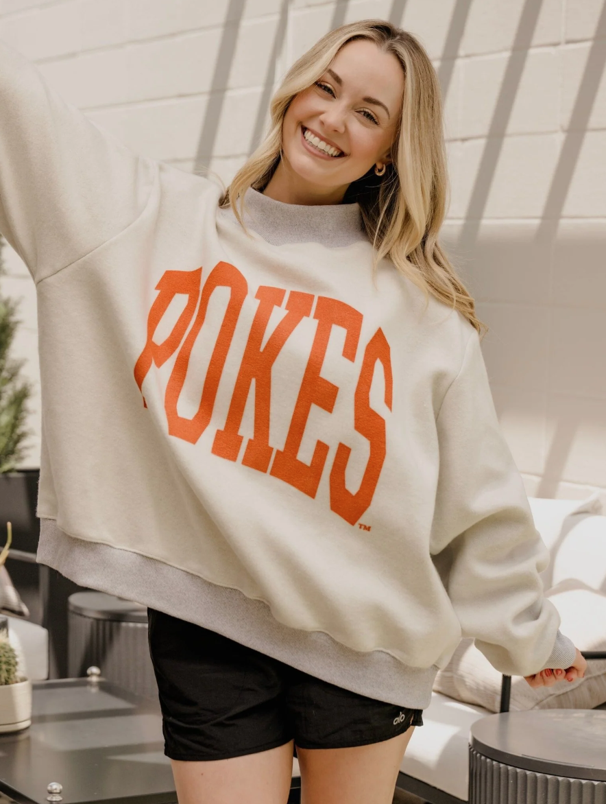 Gray OSU Cowboys Tall Boy Mock Neck Sweatshirt