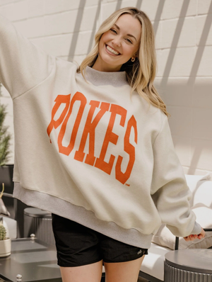 Gray OSU Cowboys Tall Boy Mock Neck Sweatshirt