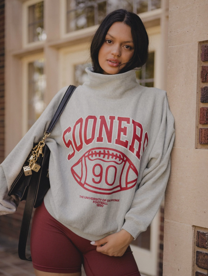 Gray OU Sooners Campus Classic Roll Sweatshirt