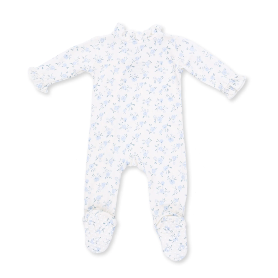 Kimono Ruffle Snap Footie Rose Briar
