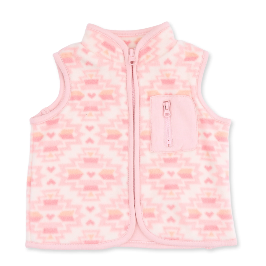 Fleece Zip Vest Southwest Pink
