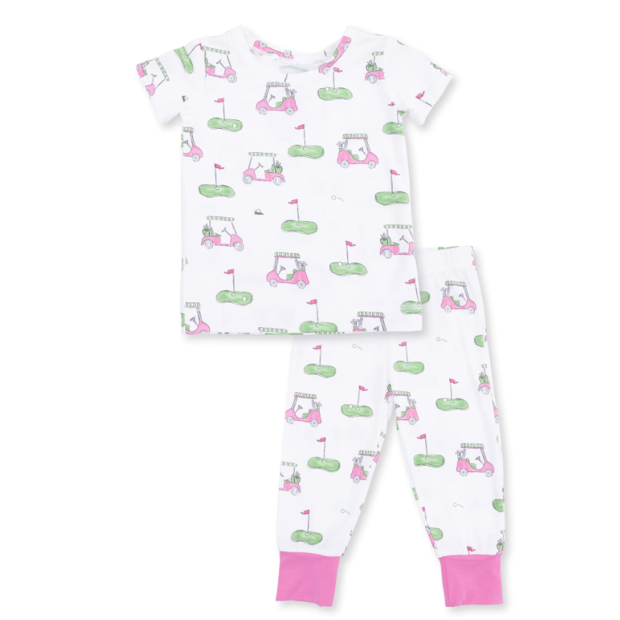 Short Sleeve Loungewear Set Golf Cart Pink