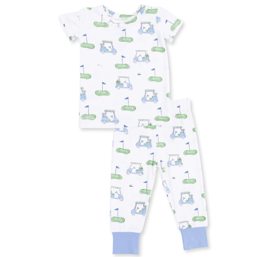Short Sleeve Loungewear Set Golf Cart Blue