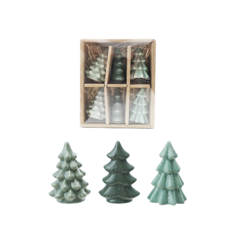 2 1/2" Green Boxed Stoneware Trees