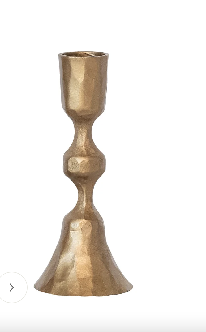 5" Hand Forged Cast Iron Taper Holders Antique Brass
