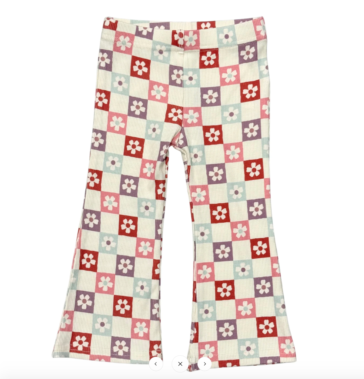 Flare Pants Wavy Daisy Checkered