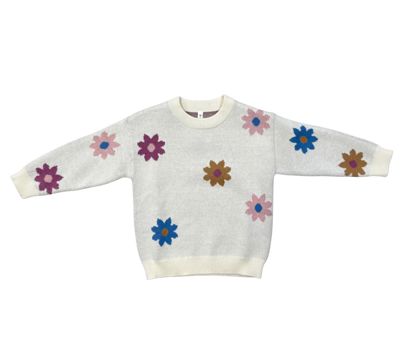 Knit Sweater Flower Pop