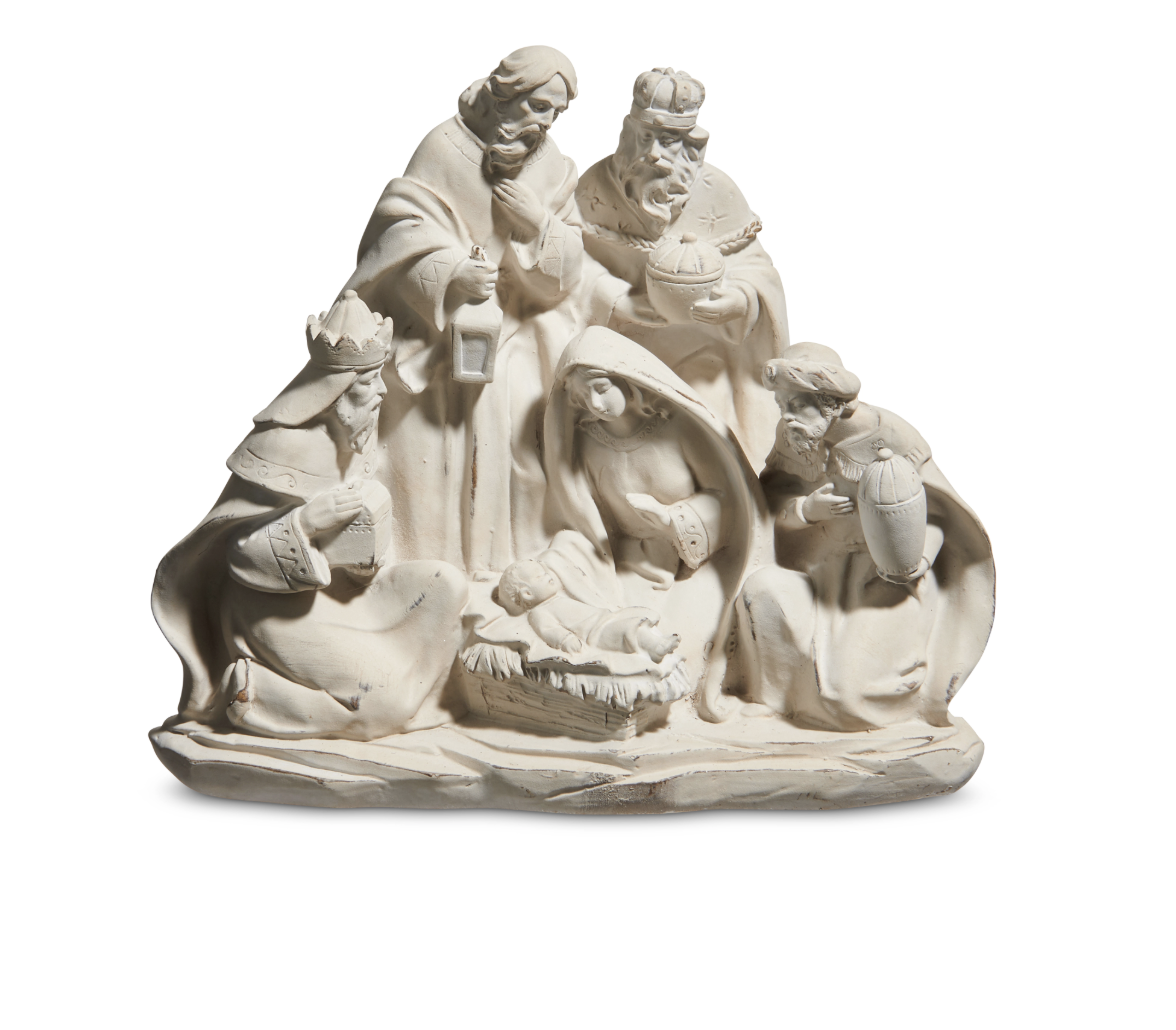 8.5" White Distressed Nativity