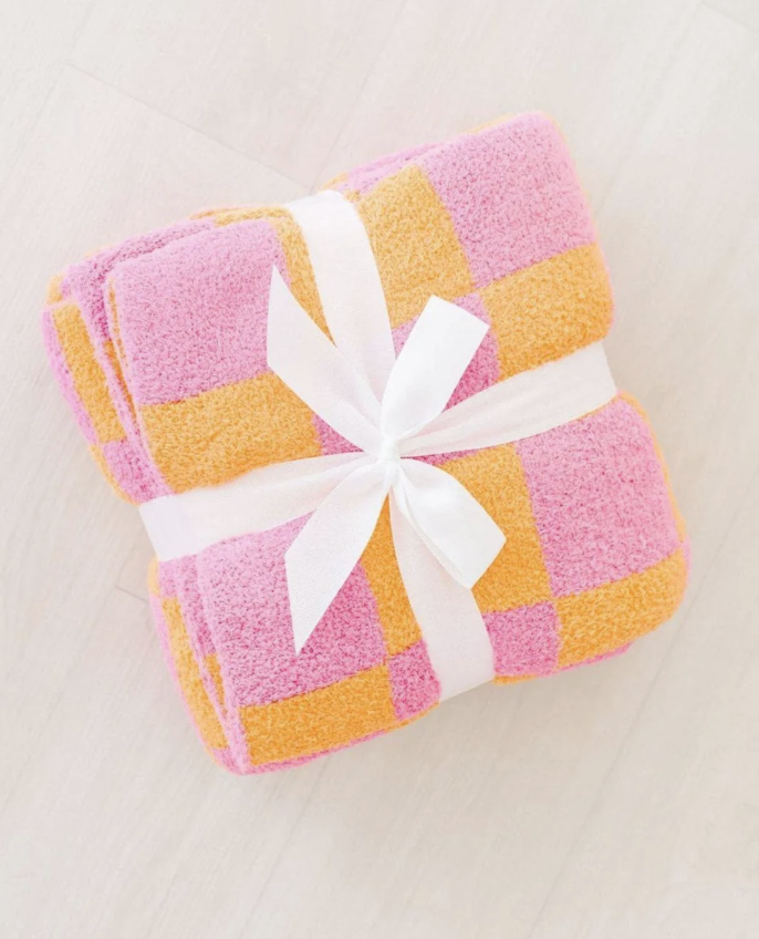Checker Cozy Blanket Bright Pink/Orange