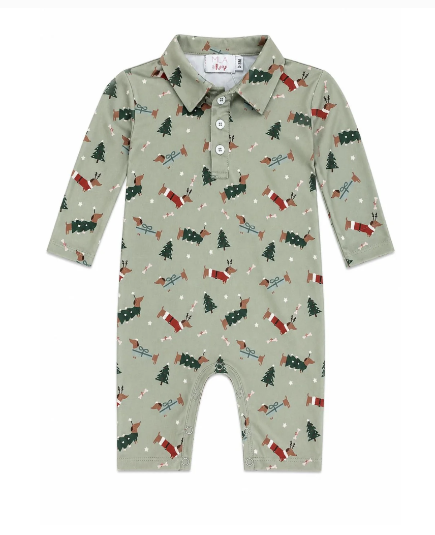 Dachshund Through The Snow LS Polo One Piece