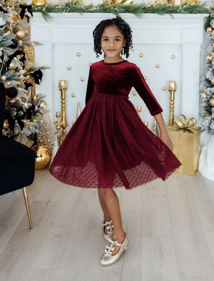 Cranberry Velvet TuTu Dress
