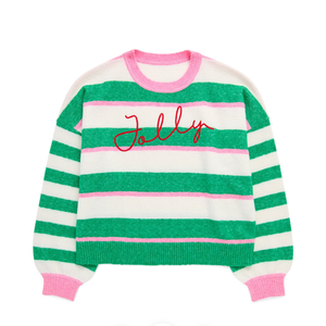 Jolly Green And White Stripe Relaxed Sweater
