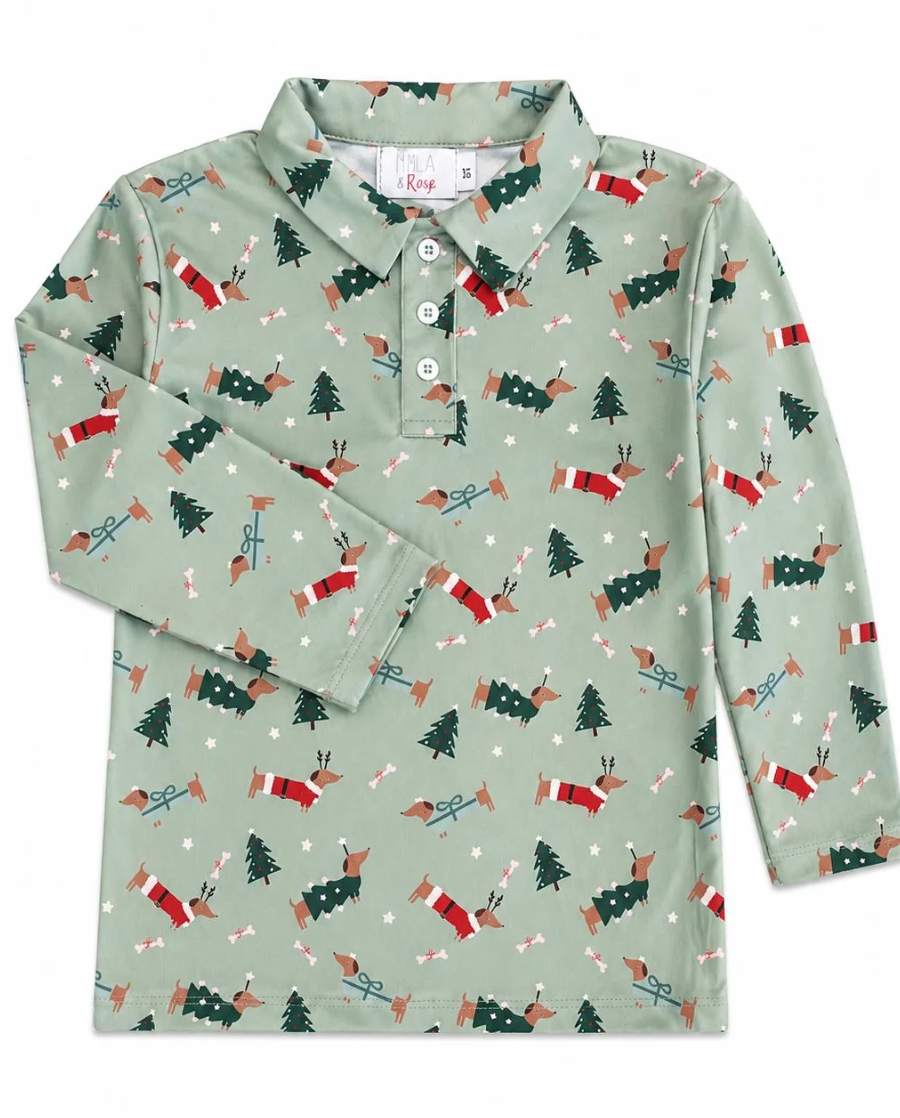Dachshund Through The Snow LS Polo