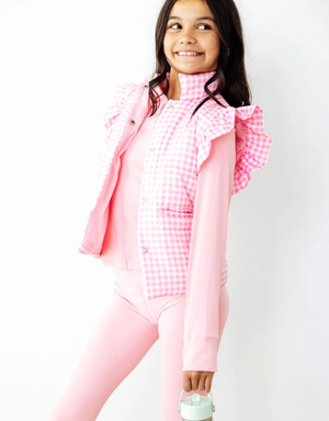 Go Getter Gingham Pink Puffer Vest