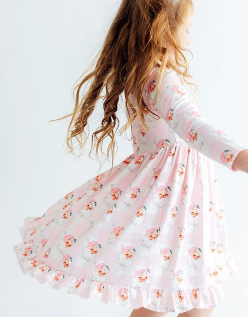 Storybook Santa LS Ruffle Hem Twirl Dress