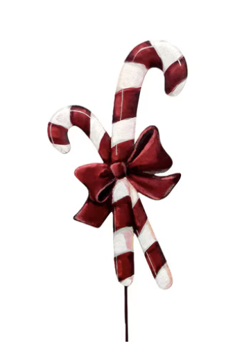 Burgundy Velvet Twisted Candy Canes Yard Stake