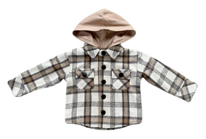 Hooded Shacket Desert Plaid