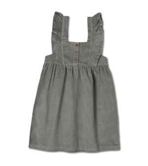 Organic Ruffle Corduroy Dress Olive