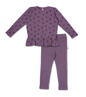 Organic Peplum Top & Bow Leggings Set