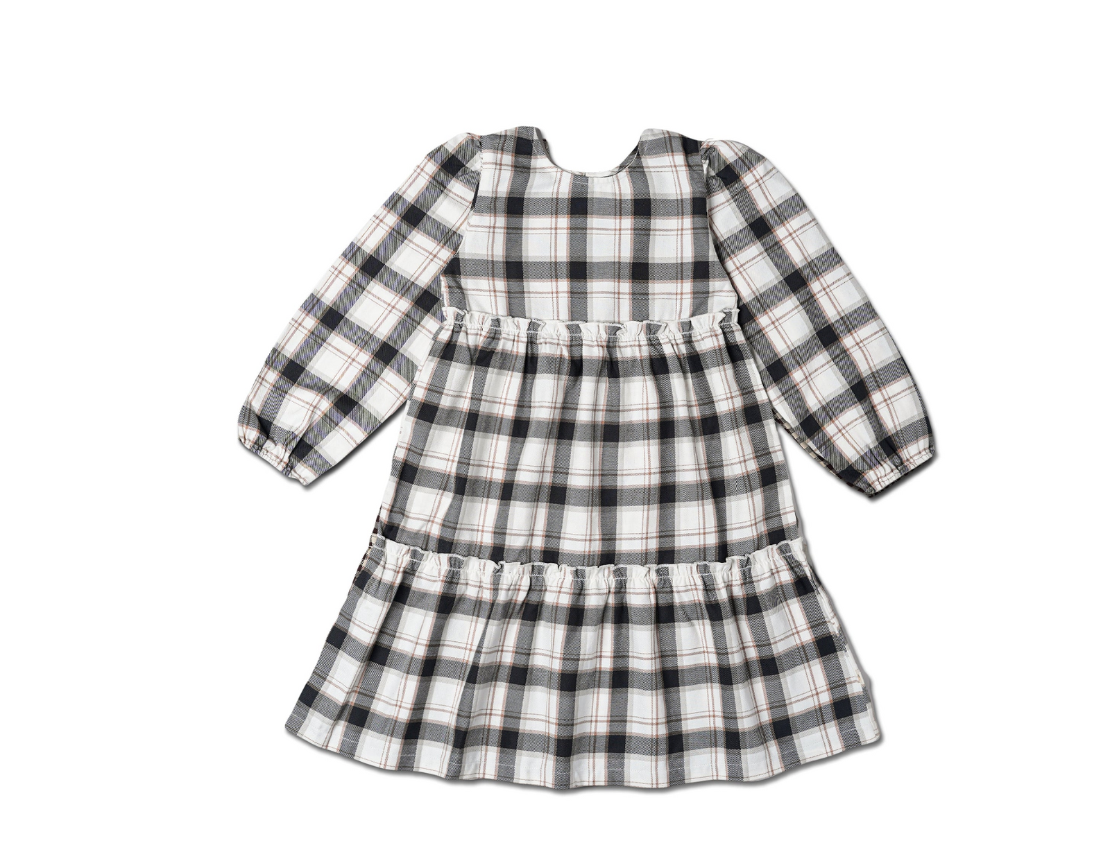 Organic LS Tiered Dress Plaid Checks