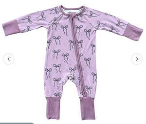 Long Sleeve Zip Romper Hair Bow